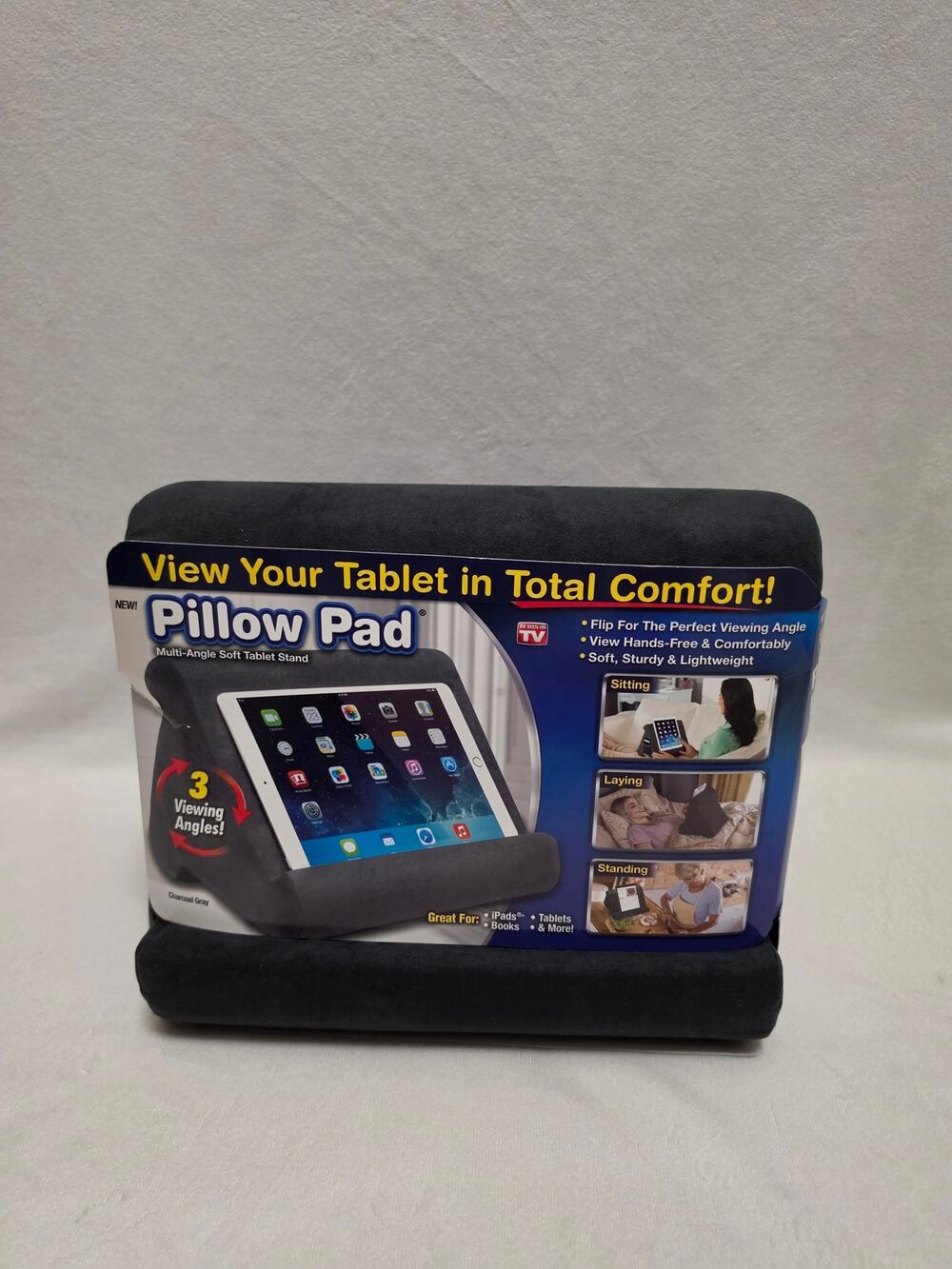 Pillow Pad Multi Angle Soft Tablet Stand Charcoal Grey As Seen On TV Holder